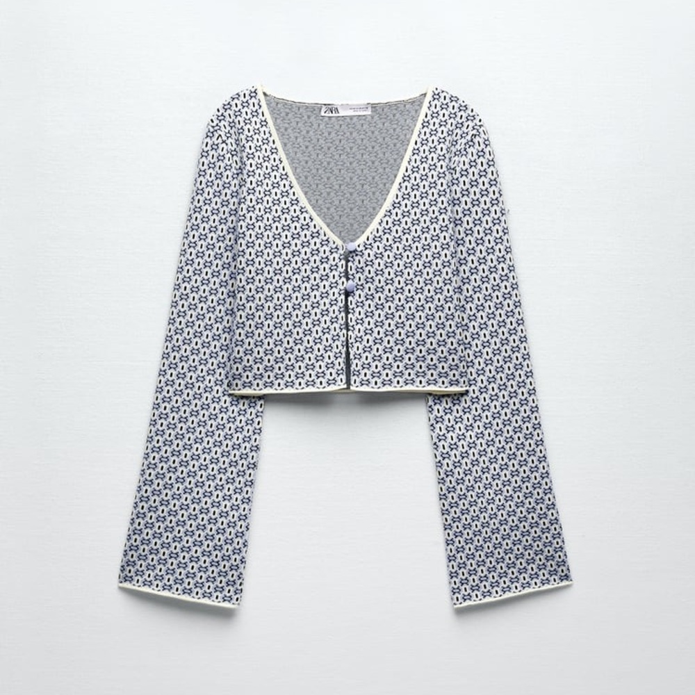 Zara Jacquard Knit Cardigan - Picture 1 of 8